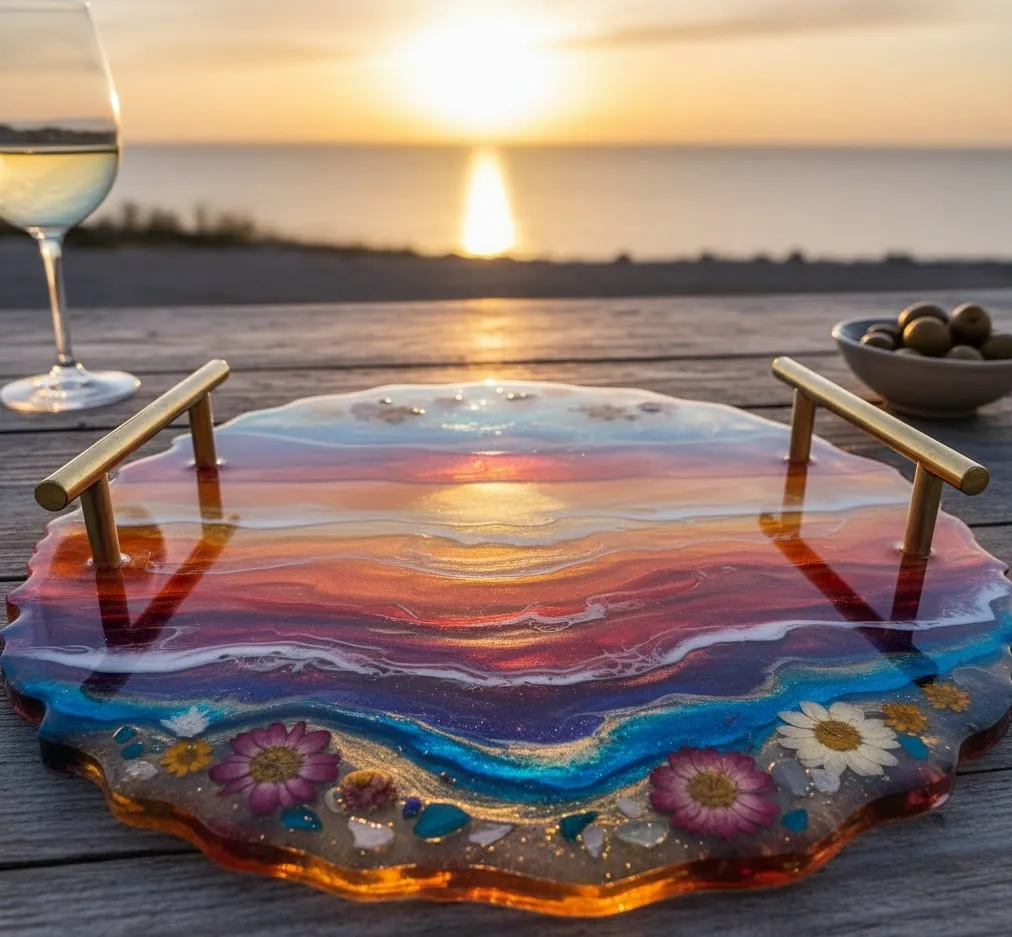 Sunset Resin Serving Tray